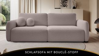Schlafsofa mit stilvollem Bouclé Stoff