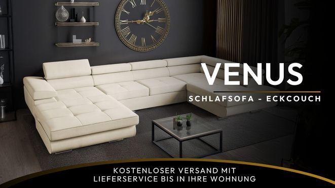 VENUS U Wohnlandschaft in U-Form mit Schlaffunktion und Stauraum