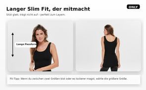 Lange Passform für einen cleanen Sitz