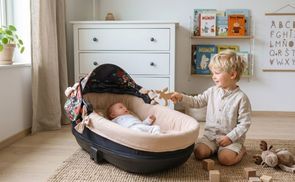 Bekleding voor wiegjes van mousseline - nestje voor kinderwagen en buggy ledikantaccessoires voor babybedjes inleg kinderwagenaccessoire set 3-delig met kussen en gondelinzet Beige