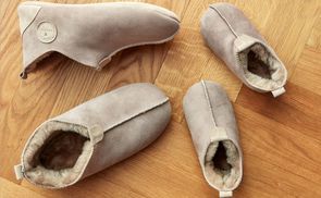 Vanuba Handgemacht Lammfell Hausschuhe Herren Oxford Hüttenschuhe