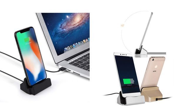 USB C Dockingstation mit 1m Kabel – Tischladestation Ladegerät für Smartphones mit Typ C Anschluss 
