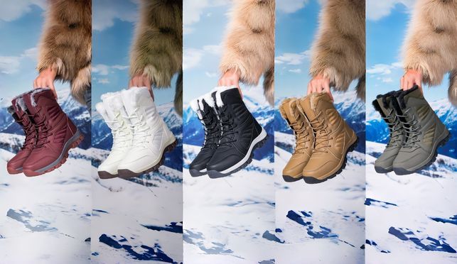 Produktbild von Winter Schuhe Herren Warm Gefüttert Wasserdicht, Atmungsaktiv Runde Zehe Schneeschuhe, Rutschfest Winterschuhe Flauschige Plüsch Stiefeletten Wanderschuhe Bequeme Thermoschuhe Outdoor Halbstiefel