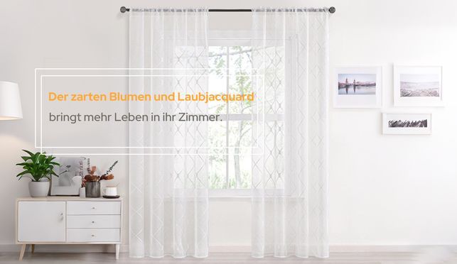  2er Set Geometrischer Stickerei Ösenschal in Leinenoptik mit Ösen 