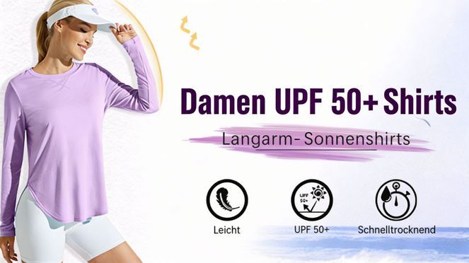 G4Free Damen Trainingsshirts mit UPF 50+ und langen Ärmeln
