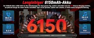 6150 mAh Leistungsstarker Akku