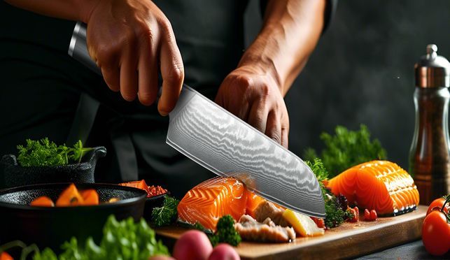 Damastmesser Santokumesser 67 Schicht VG10 Damaszener Edelstahl mit Edelstahl Griff