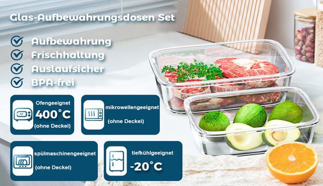 Glasbehälter Mit Deckel, (2er) Vorratsdosen Glas 620ml, Frischhaltedosen Glas Mit Deckel