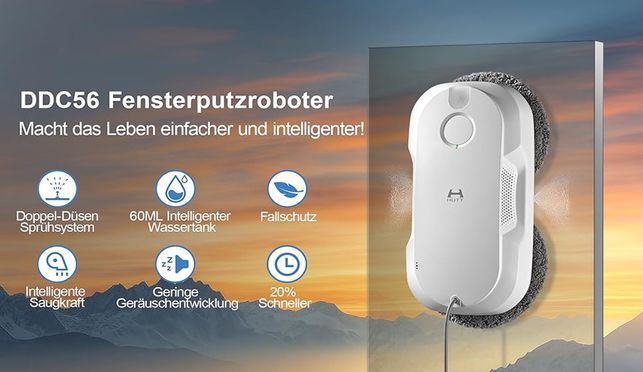 DDC56 Fensterputzroboter Doppelstrahl mit Sprühfunktion, Doppelter Wassertank Tank