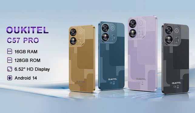 OUKITEL C57 Pro Android 14 Smartphone (16,52 cm/6.52 Zoll, 128 GB