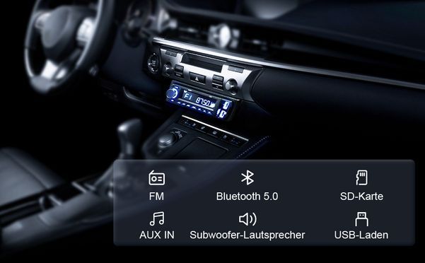 Avylet 1DIN Autoradio mit Bluetooth, USB, SD und AUX IN