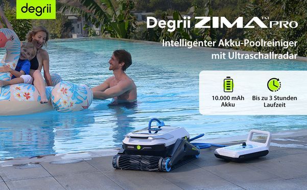 Degrii Zima Pro kabelloser Schwimmbadroboter, intelligente Planung von Reinigungsrouten, Ultraschall