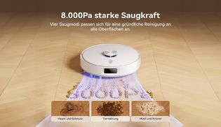 Starke Saugleistung von 8000Pa für gründliche Reinigung