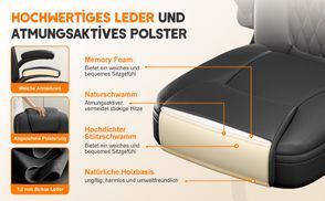 Premium Bürostuhl mit Kunstleder & Memory Foam