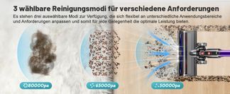 3 wählbare Reinigungsmodi für verschiedene Anforderungen