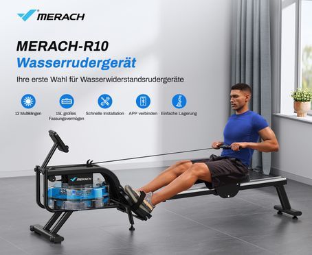 MERACH R10 Wasserrudergerät – 12 Multiklingen, 15L Tank, APP Steuerung, einfache Lagerung & Montage