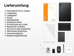 POCKAM P13 Pro Tablet mit Tastatur 13,4'' Android16, Schwarz