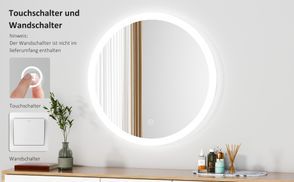 Eumaty Wandspiegel Badspiegel Mit Beleuchtung Badez Produktbild-Vorschau 6