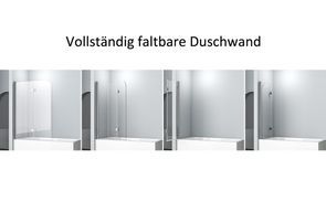 Goezes Duschwand Für Badewanne 110x140 Cm – Faltbar, 6 Mm Nano-Sicherheitsglas, Beidseitig Montierbar