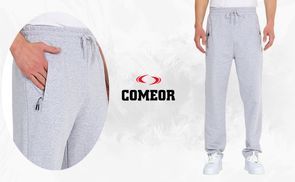 COMEOR Herren Jogginghose Hellgrau mit Zipper