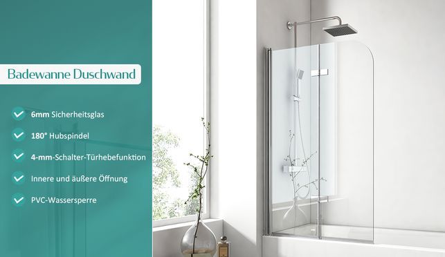 EMKE Shower Screen for Bathtub, Folding Screen, Shower Partition, Bathtub Attachment