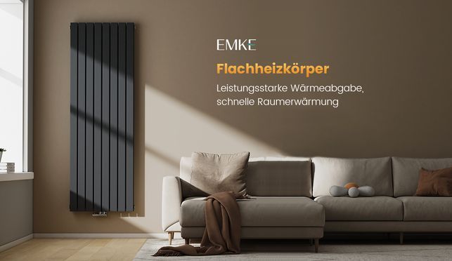 EMKE Heizkörper Wasserbetrieben Flach Vertikal Doppellagig
