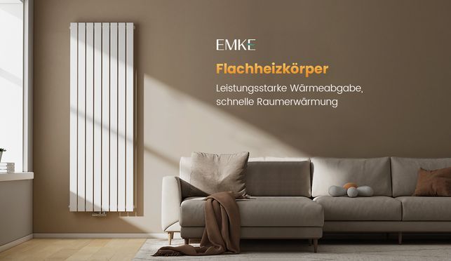 EMKE Heizkörper Wasserbetrieben Flach Vertikal Einlagig