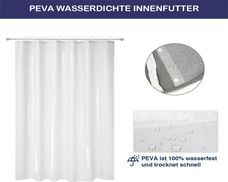 Duschvorhang besteht aus wasserdichtem PEVA-Material.