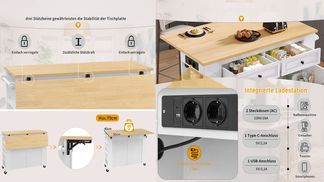 Große Arbeitsfläche mit Stromanschluss