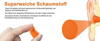 Superweiche Ohrstöpsel mit langsamer Rückstellung