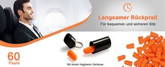 60 Paar Ohrstöpsel mit Aluminium Etui für unterwegs