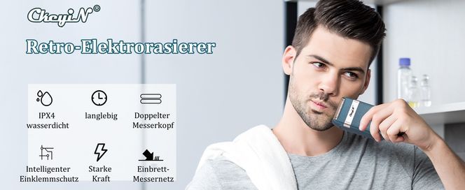 CkeyiN Retro Elektrorasierer, klassischer Doppelkopfiger Rasierer