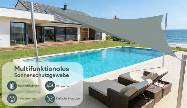 CkeyiN Pro Sonnensegel Wasserdicht,Rechteckig&Dreieckig,Sonnenschutz,Reifest,95%  UV Schutz, (Windschutz,Erhltlich in 3 Gren,Stabil Schattenspender), fr  Balkon Terrasse Garten