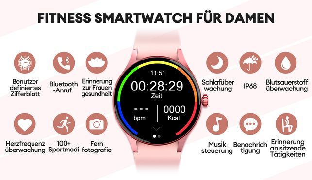 CkeyiN Multifunktionale Fitness Smartwatch, Eine professionellere Sportuhr für Benutzer