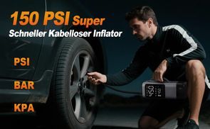 Die Aufblasfunktion des Geräts kann bis zu 150 PSI erreichen