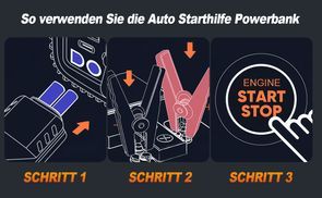 So verwenden Sie die Auto Starthilfe Powerbank 
