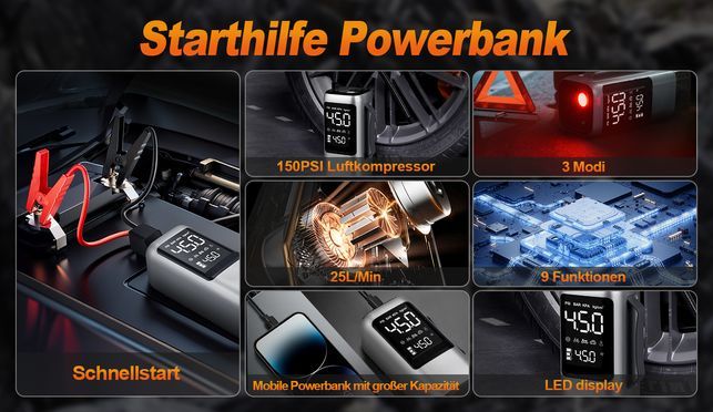 9 in 1 Multifunktions Notstartstromversorgung