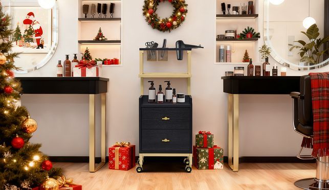 Servierwagen mit 2 Schubladen und Rollen