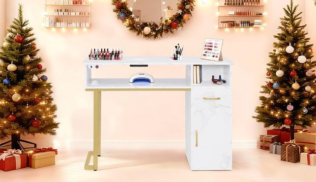 BarberPub Luxuriöser & moderner Manikürtisch mit Absaugung & Schublade