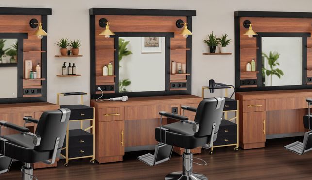 BarberPub Friseurplatz mit 2 Schubladen & 2 Schränken