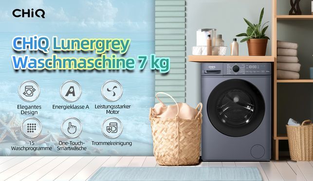 CHiQ CW07123863AX Energieklasse A, Dampf & Schnellwäsche, 15 Programme(60x46,5x84cm)