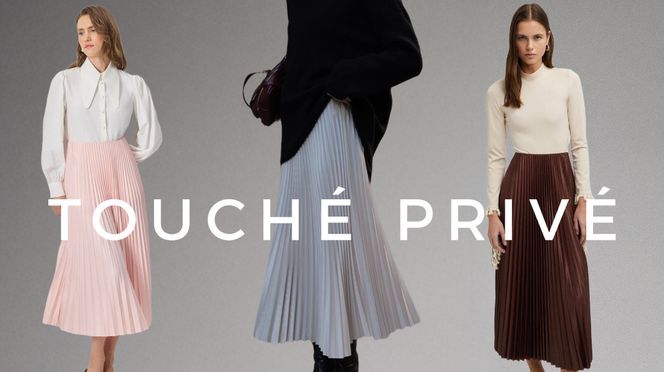 Touche Prive Damen Plissee Midi Rock – Eleganter Zipfelrock mit Elastischem Bund