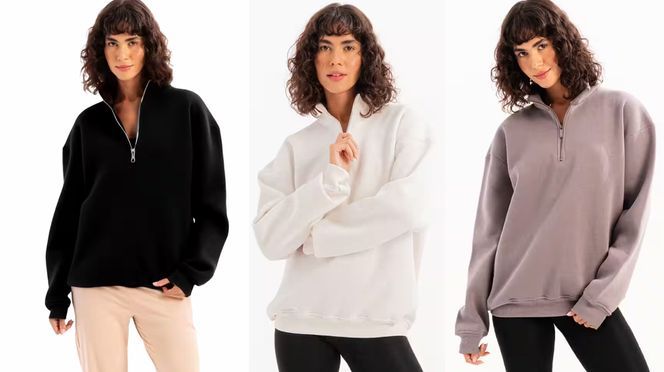Moderner Oversized Stil mit Stehkragen & Halb Zip