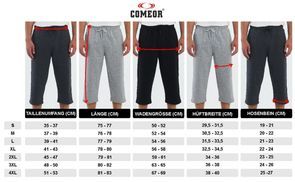 Größentabelle Herren Capri Jogginghose – Maße für perfekte P