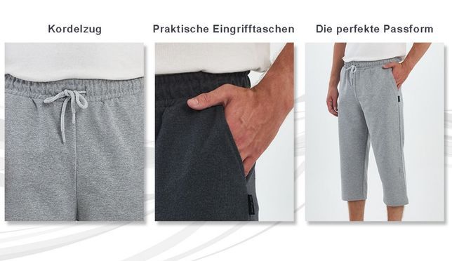 Herren Capri Jogginghose – Bequeme 3/4 Sweatpants mit Kordelzug und Taschen