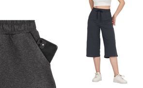 Damen Capri Jogginghose Dunkelgrau – Bequeme 3/4 Sweatpants 