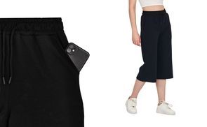 Damen Capri Jogginghose Schwarz – Bequeme 3/4 Sweatpants