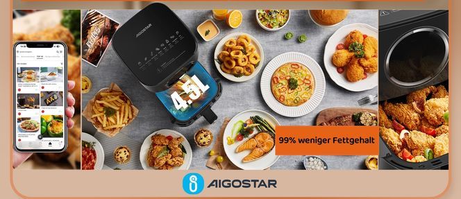 Aigostar Air Fryer 4.2L, Heißuftfritteuse XXL