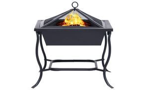 Feuerschale mit Schutzgitter und Schürhaken