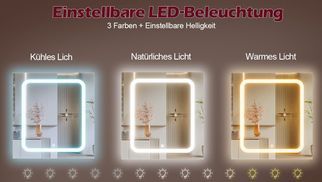 Dreifarbige LED Beleuchtung für präzises Schminken